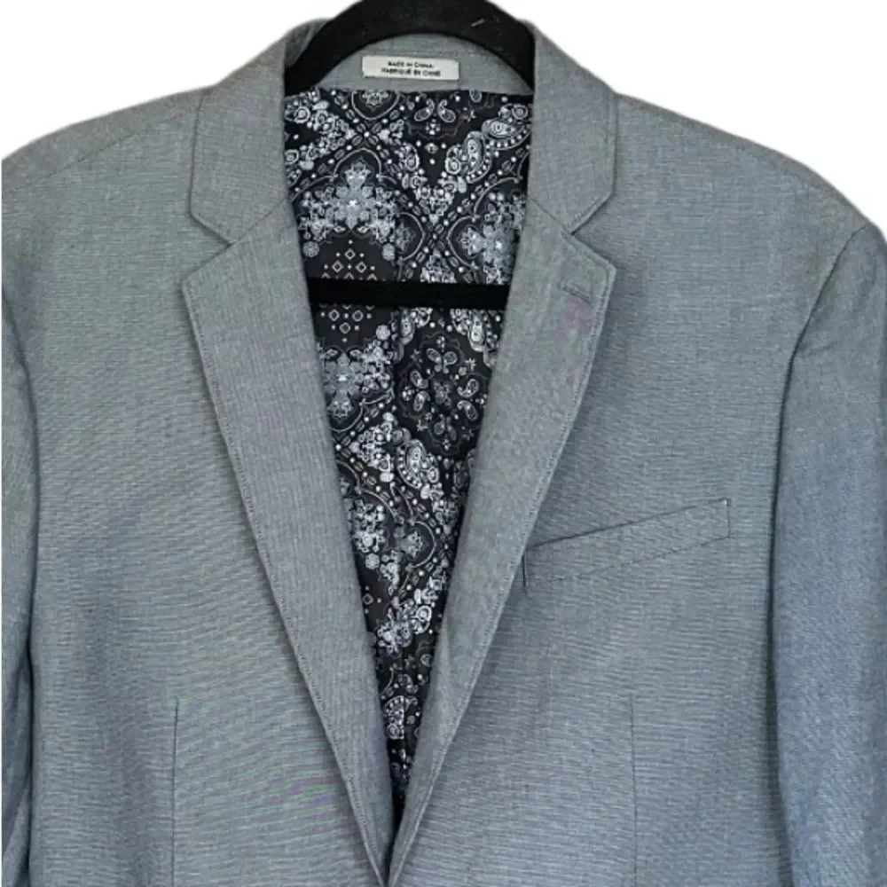 EXPRESS Men's Photographer Fitted Blazer Sport Jacket 42R Navy Paisley Lined